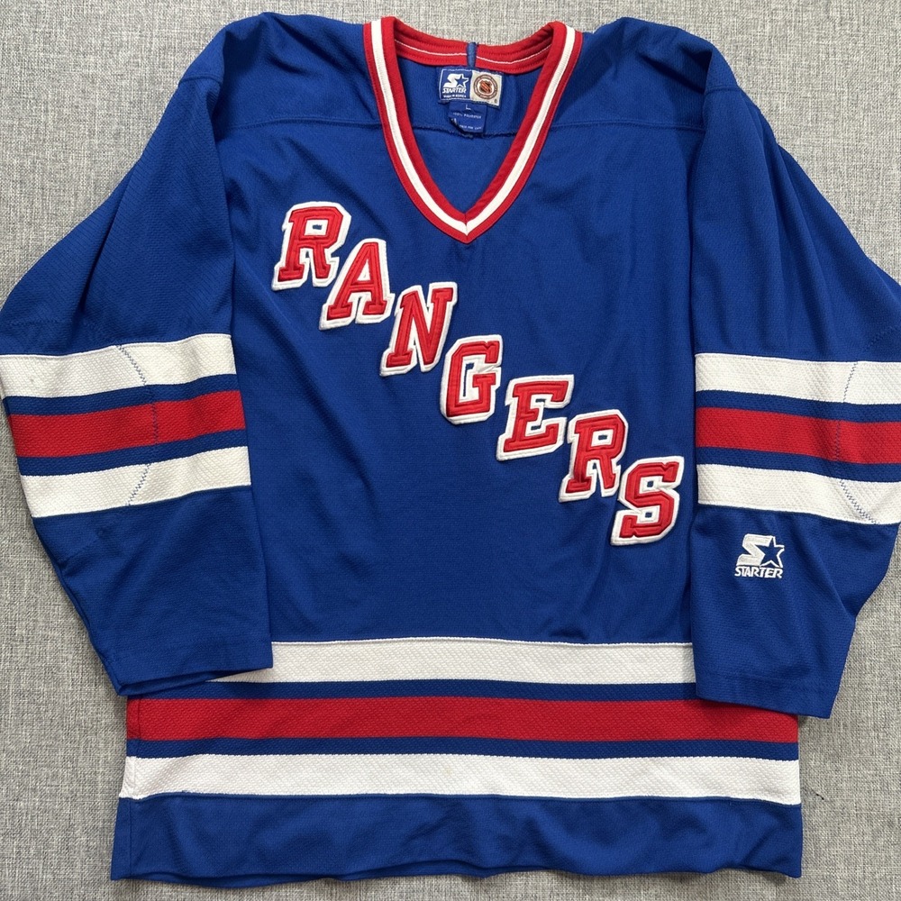 Vintage Starter New York Rangers Jersey Men's Size L NHL Hockey Blue Blank